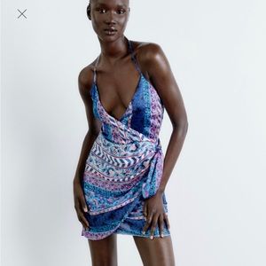 Zara Satin Effect print dress